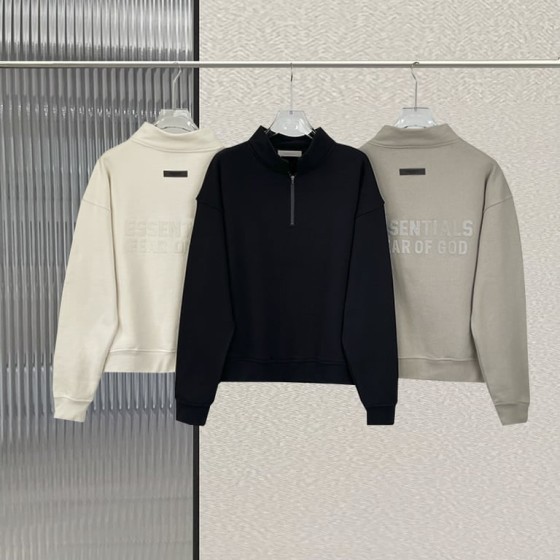 Fear of God Essentials Tone-on-Tone Back Logo Half-Zip Sweatshirt